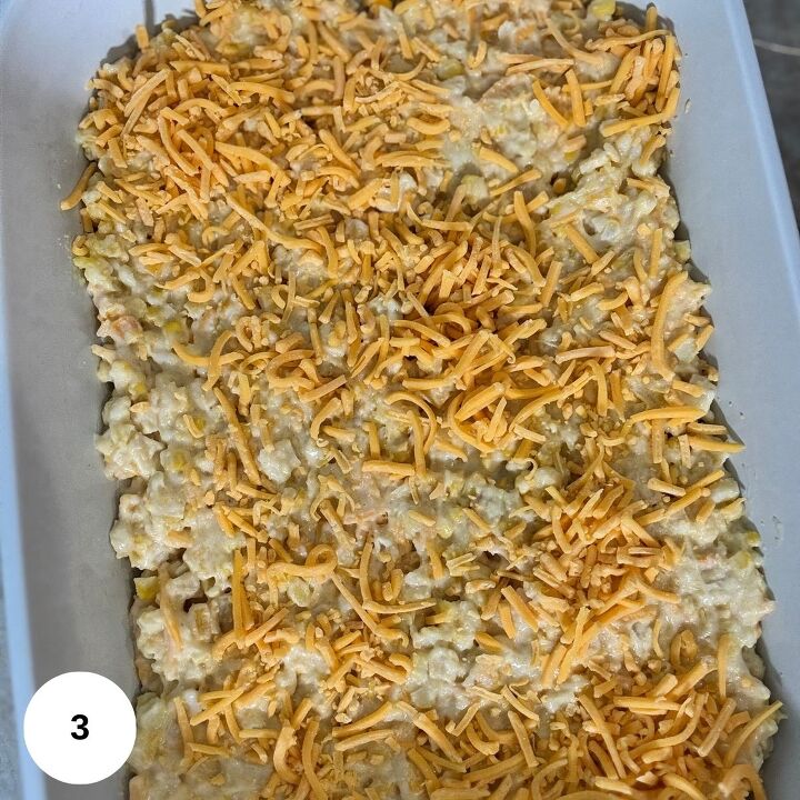 gluten free corn casserole, Spreading the mixture into a casserole dish