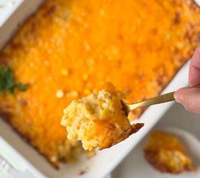 gluten free corn casserole, Spooning out the gluten free corn casserole