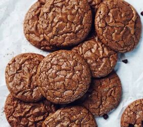 brownie mix cookies easy brownie mix cookie recipe, Overhead image of Brownie Mix Cookies on a light background