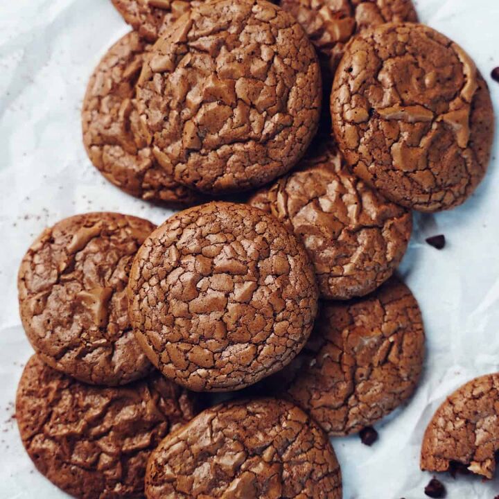 brownie mix cookies easy brownie mix cookie recipe, Overhead image of Brownie Mix Cookies on a light background