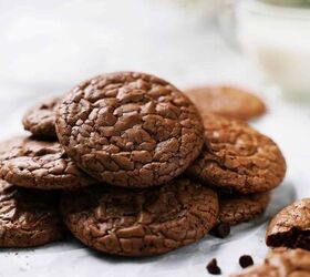 brownie mix cookies easy brownie mix cookie recipe, Close up image of Brownie Mix Cookies in a pile
