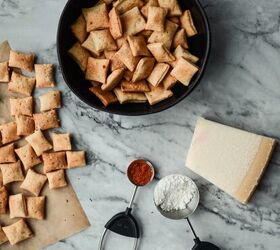 mini sourdough crackers with paprika and parmesan