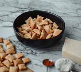 mini sourdough crackers with paprika and parmesan