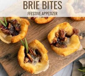 cranberry brie bites baked brie appetizer recipe, Cranberry Brie Bites Pin with text overlay