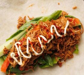 bbq pulled chicken wrap, Filled wrap ready to be folded