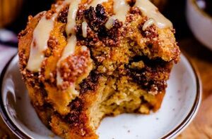 Cinnamon roll muffins with a delicious, moist, and fluffy twist
