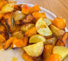air fryer roasted pumpkin and potatoes