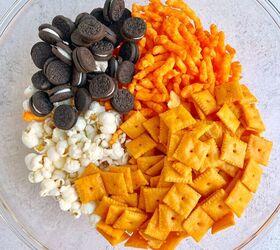 cheesy caramel snack mix santa s version