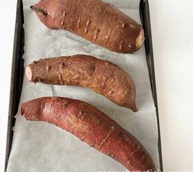 oven roasted purple yam recipe an easy side dish, purple yams on the baking tray