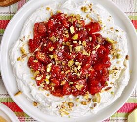 whipped goat cheese with strawberry sauce
