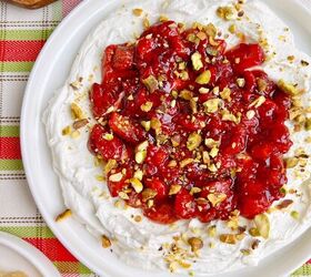 whipped goat cheese with strawberry sauce