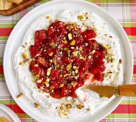 whipped goat cheese with strawberry sauce