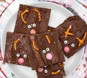 cinnamon crunch banana bread, reindeer christmas crack on christmas plate