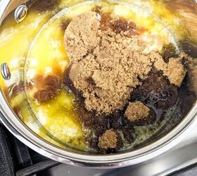 irresistible biscoff toffee crack, toffee cooking in pot