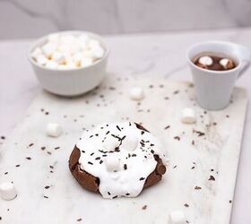 easy hot chocolate marshmallow fluff stuffed cookies, hot cocoa cookie with mini marshmallows and cup of cocoa