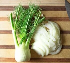 fennel braised sausages, Fresh fennel on the cutting board