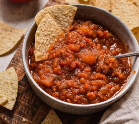 southern apple salsa, Souther apple salsa served in a bowl with a spoon and tortilla chips