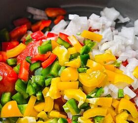 southern apple salsa, Freshly chopped vegetables being added to a saucepan to cook
