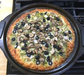 mushroom duxelles and basil pesto pizza