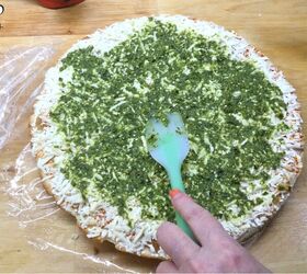 mushroom duxelles and basil pesto pizza