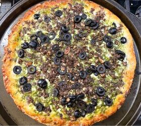 mushroom duxelles and basil pesto pizza