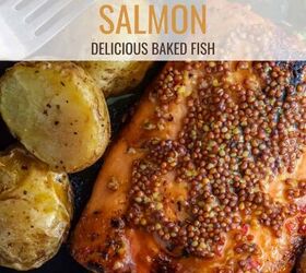 dijon salmon recipe easy baked dijon salmon, Dijon Salmon Pin with text overlay