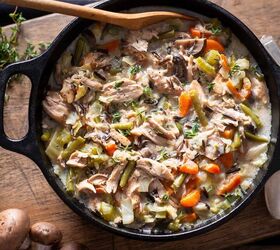turkey wild rice soup recipe instant pot turkey and rice soup, Overhead image of turkey and wild rice soup in a pot