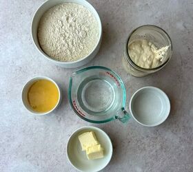 soft sourdough pretzels overnight recipe, Ingredients for the sourdough soft pretzels bread flour sourdough starter honey warm water salt and unsalted butter