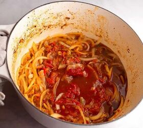 mexican beef stew, Sauce ingredients added to the onions and garlic