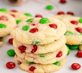 cake mix christmas cookies, Cake Mix Christmas Cookies Stacked with M Ms