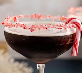 easy strawberry mousse, Espresso Peppermint Martini Glasses Garnished with Candy Canes