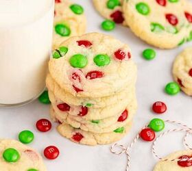 cake mix christmas cookies, Cake Mix Christmas Cookies Stacked Beside Glass of Milk