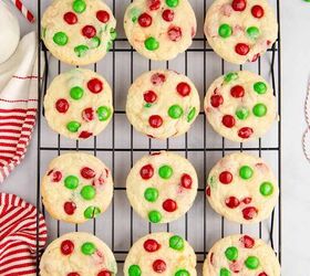 cake mix christmas cookies, Cake Mix Christmas Cookies with M Ms on a Cooling Rack