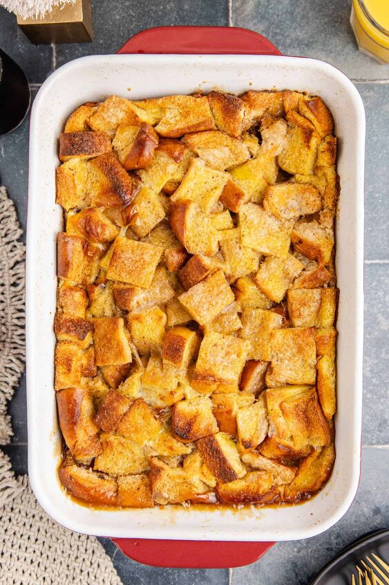 eggnog french toast bake, Eggnog French Toast Bake Recipe in a Dish Golden Brown Top