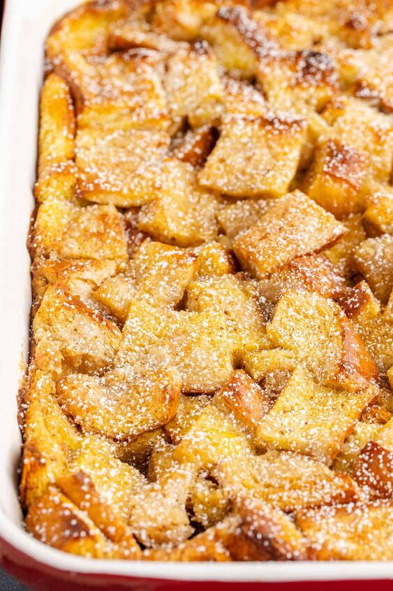 eggnog french toast bake, Eggnog French Toast Bake Recipe in a Dish with Icing Sugar