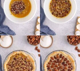 costco pecan pie copycat, Costco Pecan Pie Being made into unbaked pie crust