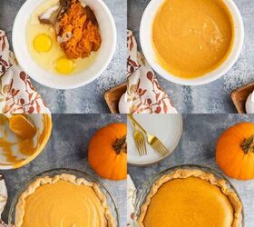 pumpkin pie using sweetened condensed milk, Pumpkin Pie Using Sweetened Condensed Milk Filling Being Made