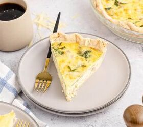 spinach ham quiche lorraine, Spinach Ham Quiche Lorraine Served on a Plate