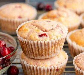 cranberry sauce muffins, Cranberry Sauce Muffins Stacked on Cooling Rack