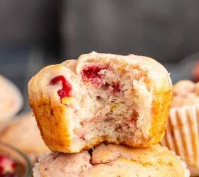 cranberry sauce muffins, Cranberry Sauce Muffins Stacked with a Bite