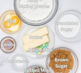 cadbury mini egg chocolate chip cookies, mini egg chocolate chip cookie ingredients with labels