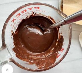 dark chocolate bark, After microwaving the chocolate is melted in the bowl