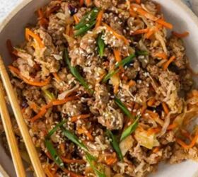 Make a healthy and delicious deconstructed egg roll by turning it into an egg roll bowl (delish!)