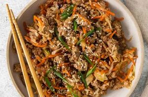 Make a healthy and delicious deconstructed egg roll by turning it into an egg roll bowl (delish!)