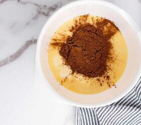 easy 3 ingredient hot cocoa dip, Ingredients for making hot cocoa dip mixed together in a bowl