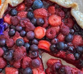 greek yogurt bark, Easy Mixed Berry Galette finished with a slice taken out