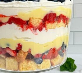 greek yogurt bark, A gluten free patriotic trifle recipe with mixed berries pound cake pudding and whipped cream