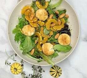 delicata squash salad with roasted goat cheese, Bowl with Delicate Squash Salad with Roasted Goat Cheese