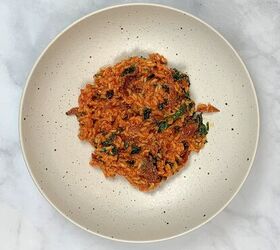 mexican brown rice with chorizo spinach