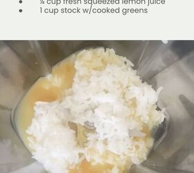 lemony green goddess chicken rice soup avgolemono style, avgolemono ingredients in blender